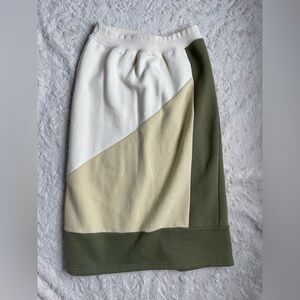 Anthropologie Colorblock Midi Skirt - White, Cream, and Green
